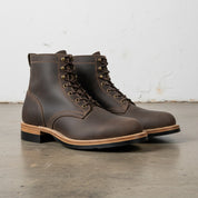 3-4-right-view - Men's Combat Boots, Dark Brown Leather Boots, Goodyear Welt Combat Boots