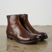 3-4-right-view - Men's Distressed Leather Ankle Boots, Full-Grain Leather Ankle Boots, Dark Brown Leather Boots