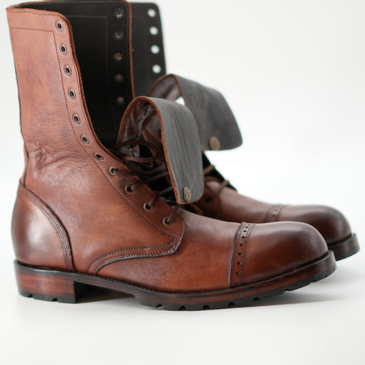 Handmade Black Combat Boots for Men Crafted from Full Grain Leather