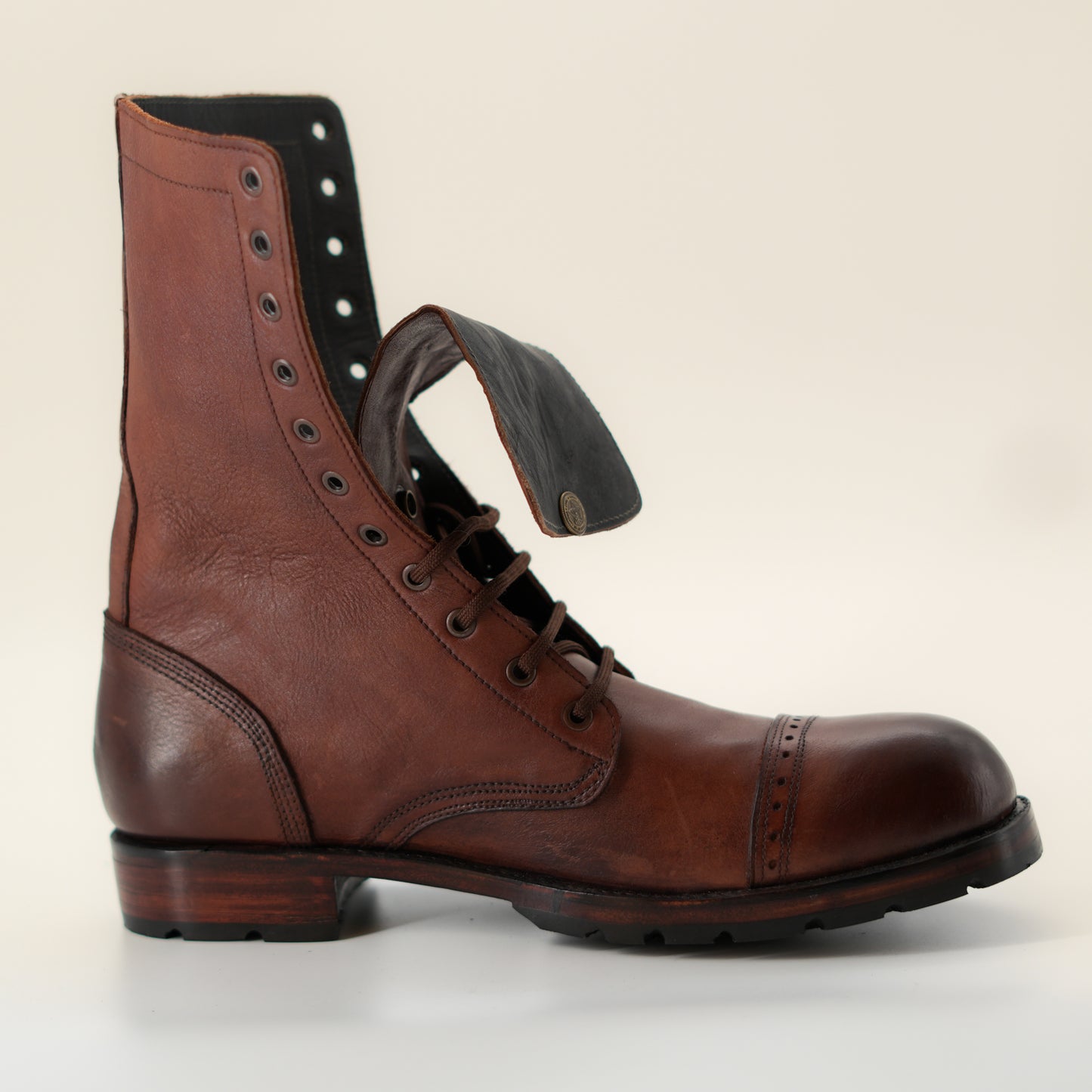 Handmade Black Combat Boots for Men Crafted from Full Grain Leather