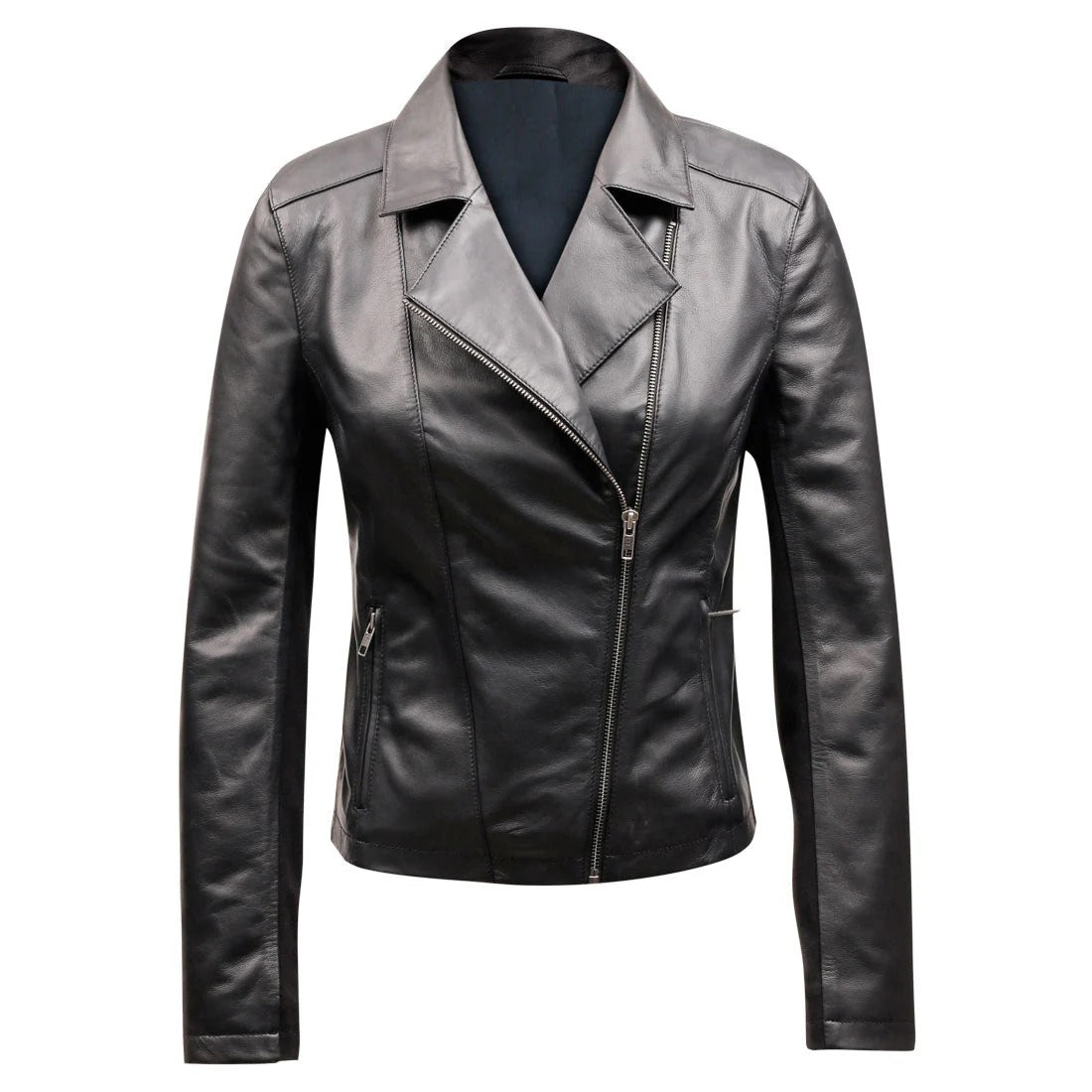 Women's Black Leather Moto Jacket