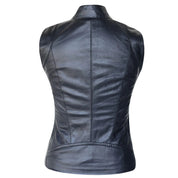 Women's Sleeveless  Leather Biker Vest- Motor Half Jacket