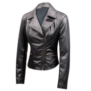 Women's Black Leather Moto Jacket