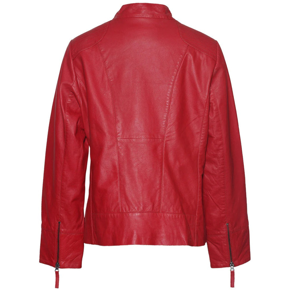 Women's Red Leather Biker Jacket, Women's Genuine Leather Moto Jacket