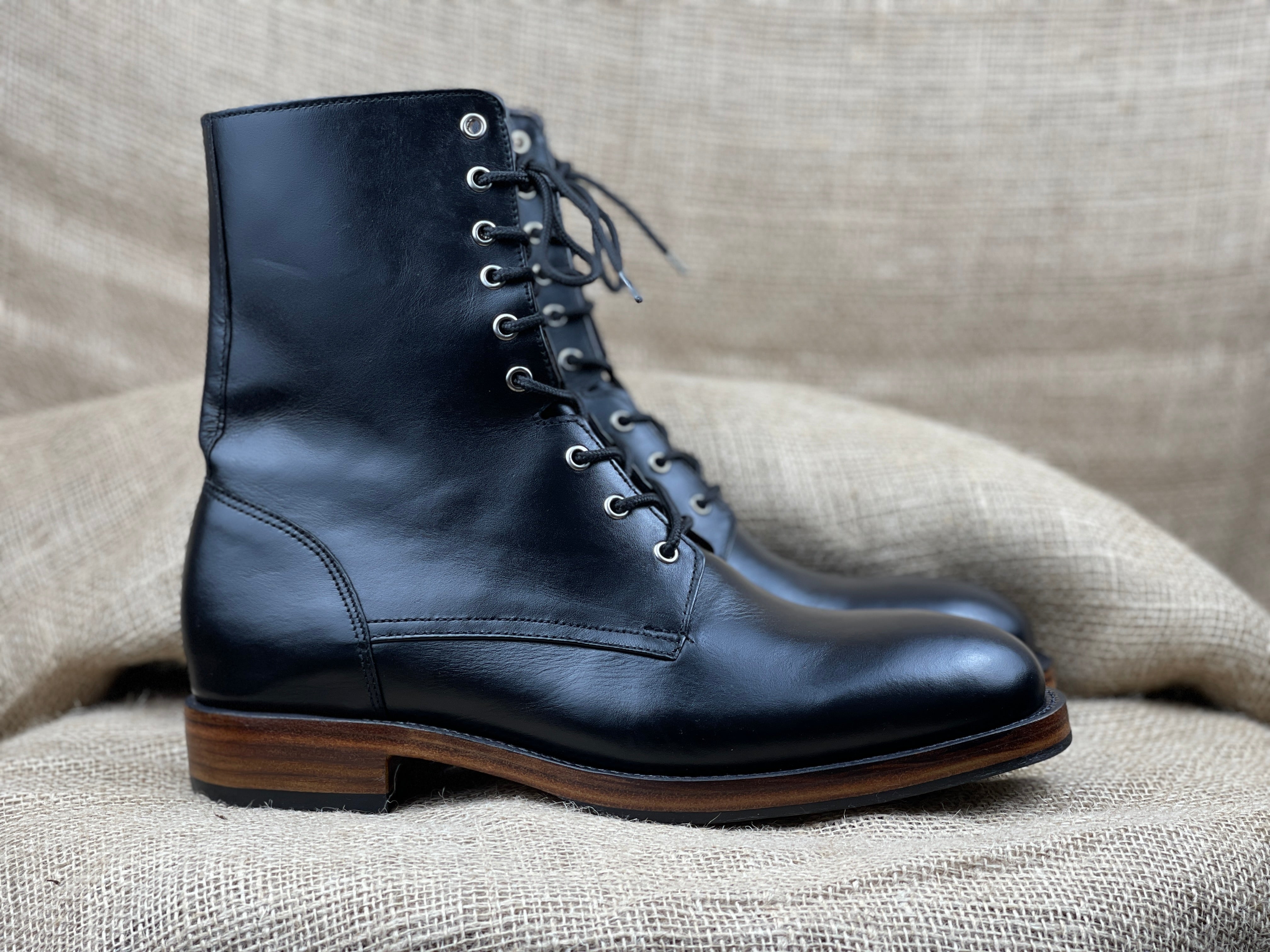 New Handmade Men Black Combat Boots, Men Boot, Mens Lace Up Boots