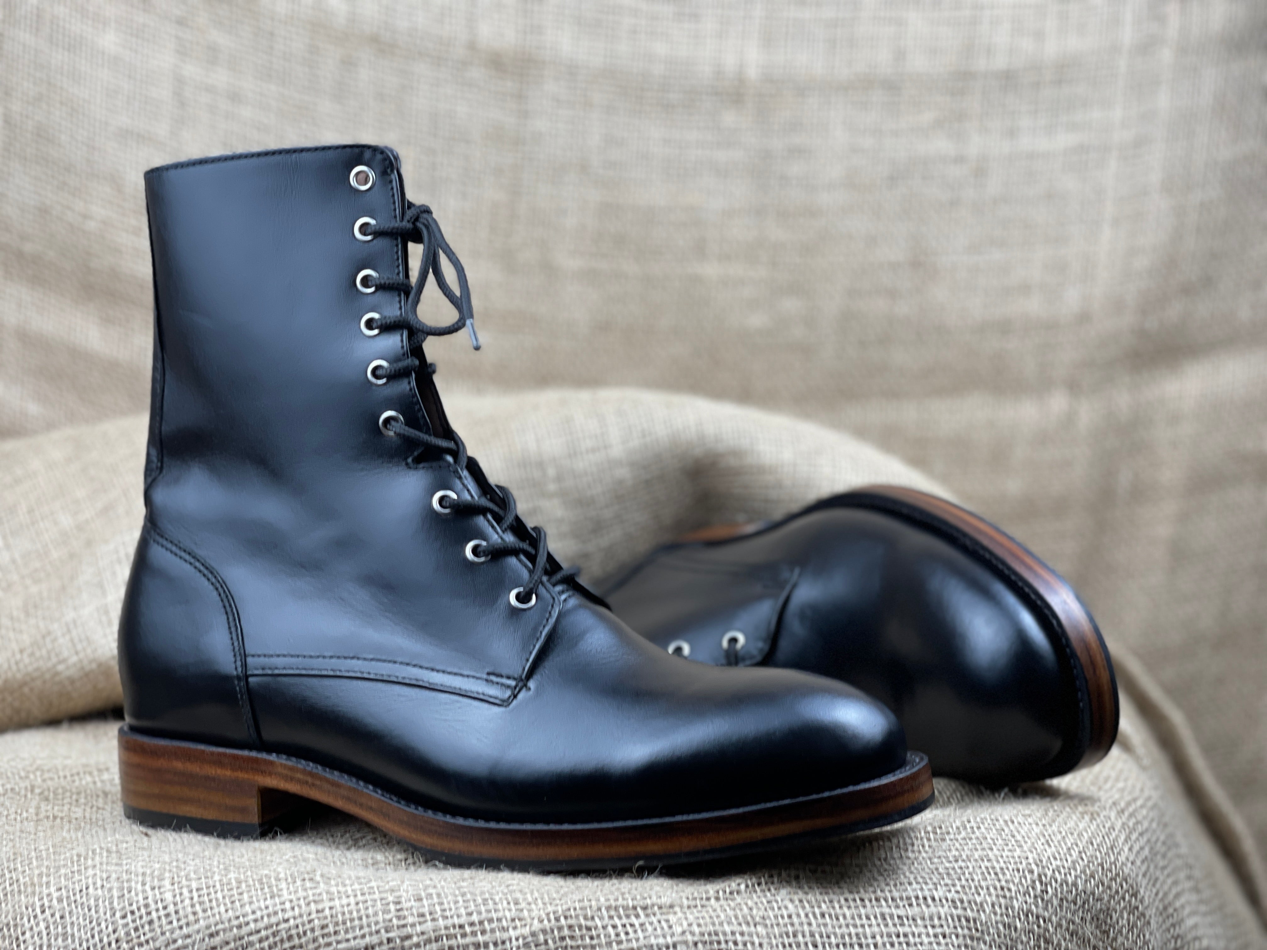New Handmade Men Black Combat Boots, Men Boot, Mens Lace Up Boots