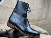 New Handmade Men Black Combat Boots, Men Boot, Mens Lace Up Boots
