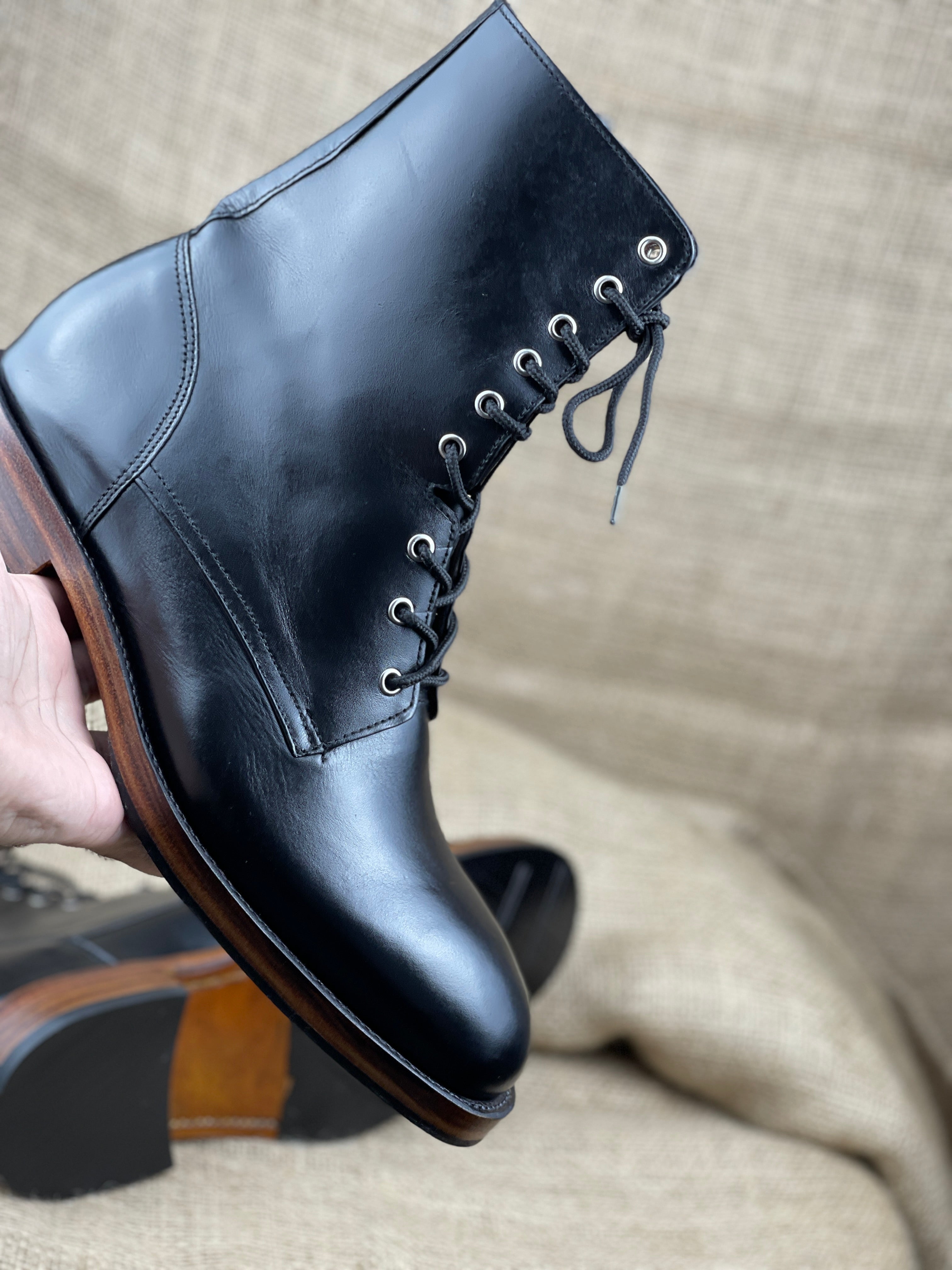 New Handmade Men Black Combat Boots, Men Boot, Mens Lace Up Boots