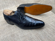Men's Black Crocodile Patterned Oxford Dress Shoes
