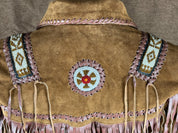 Men's Handmade Tan Brown Fringed Suede Leather Cowboy Jacket