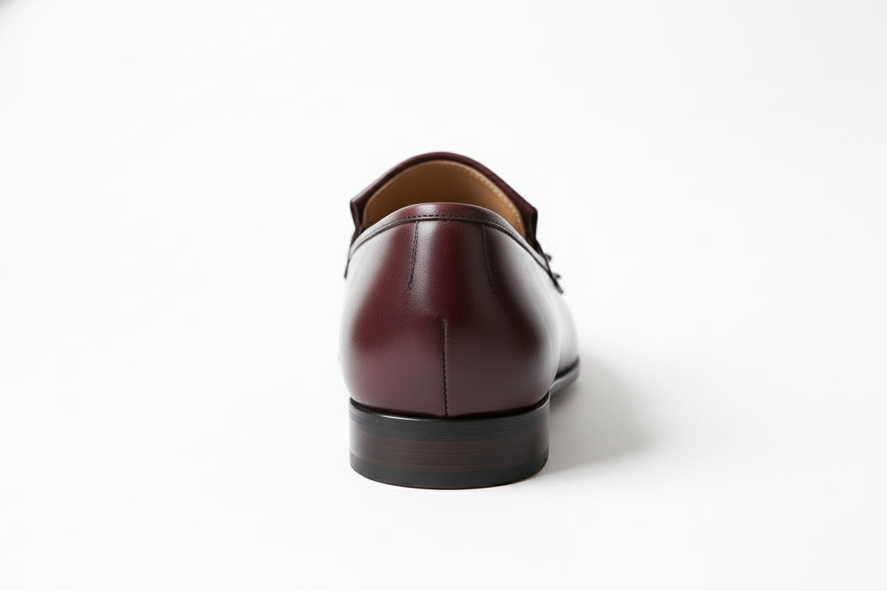 back-view - Handmade Men Elegant Brown Fringe Shoes, Leather Penny Loafer Shoes for