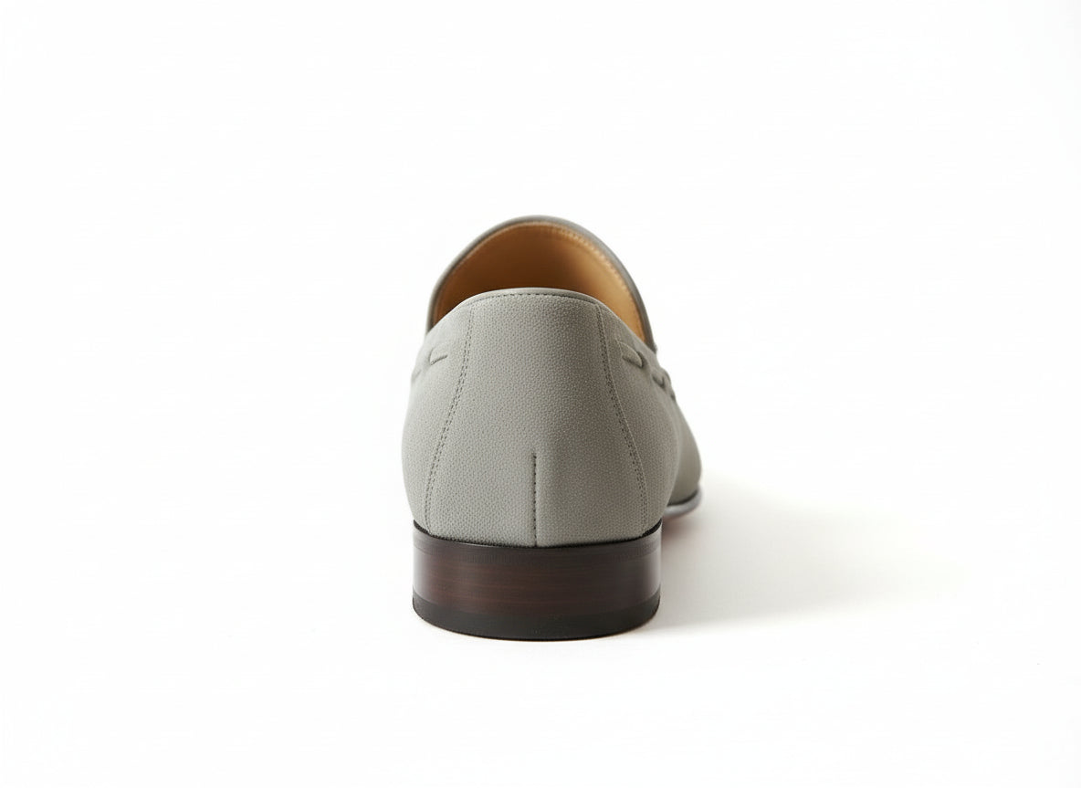 back-view - Handmade Men Gray Suede Tassels Shoes Moccasins Loafer Driving Shoes