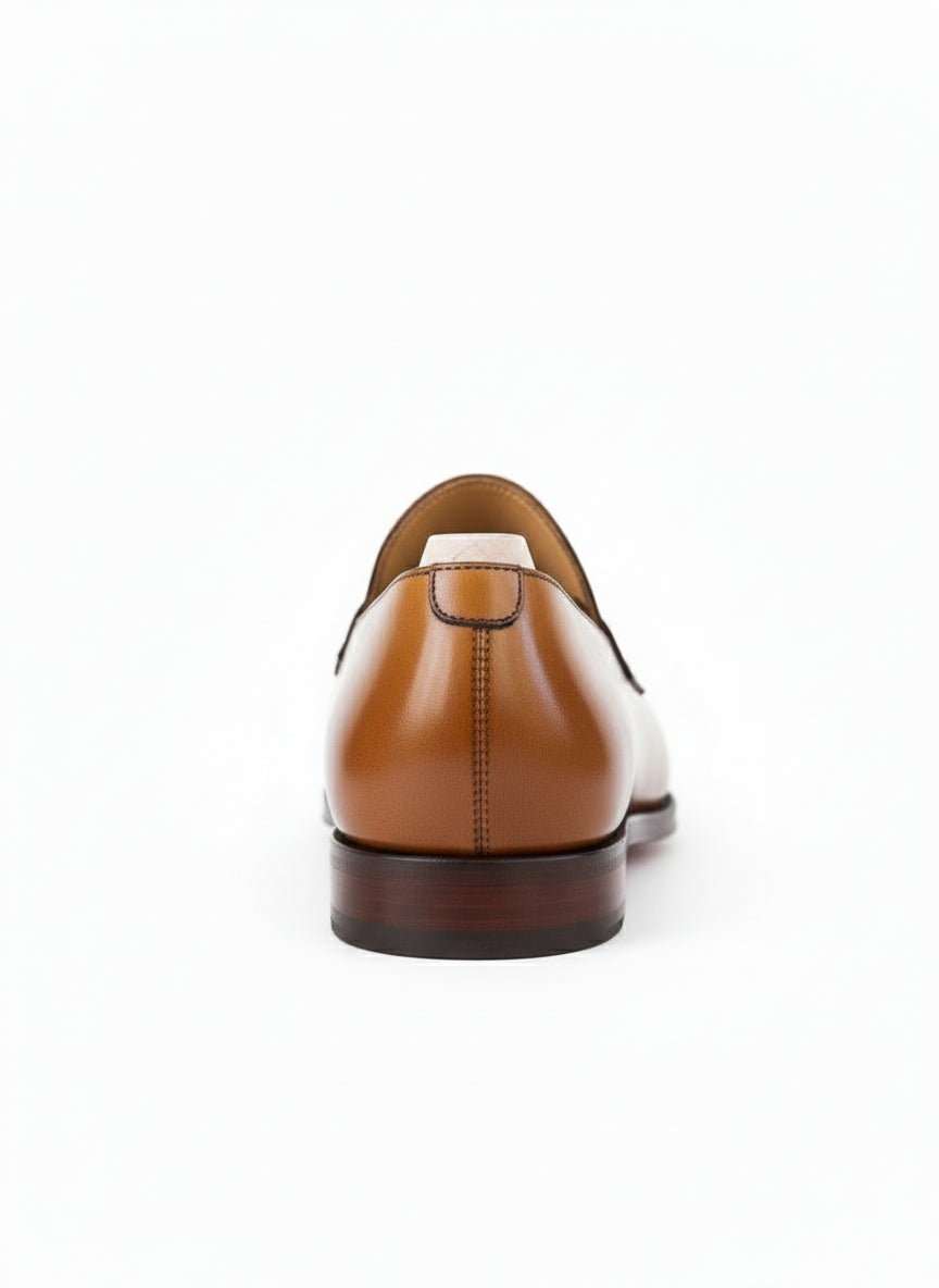 back-view - Handmade Men Tan Brown Brogue Leather Shoes, Leather Moccasins Loafer