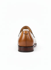 back-view - Handmade Men Tan Brown Brogue Leather Shoes, Leather Moccasins Loafer