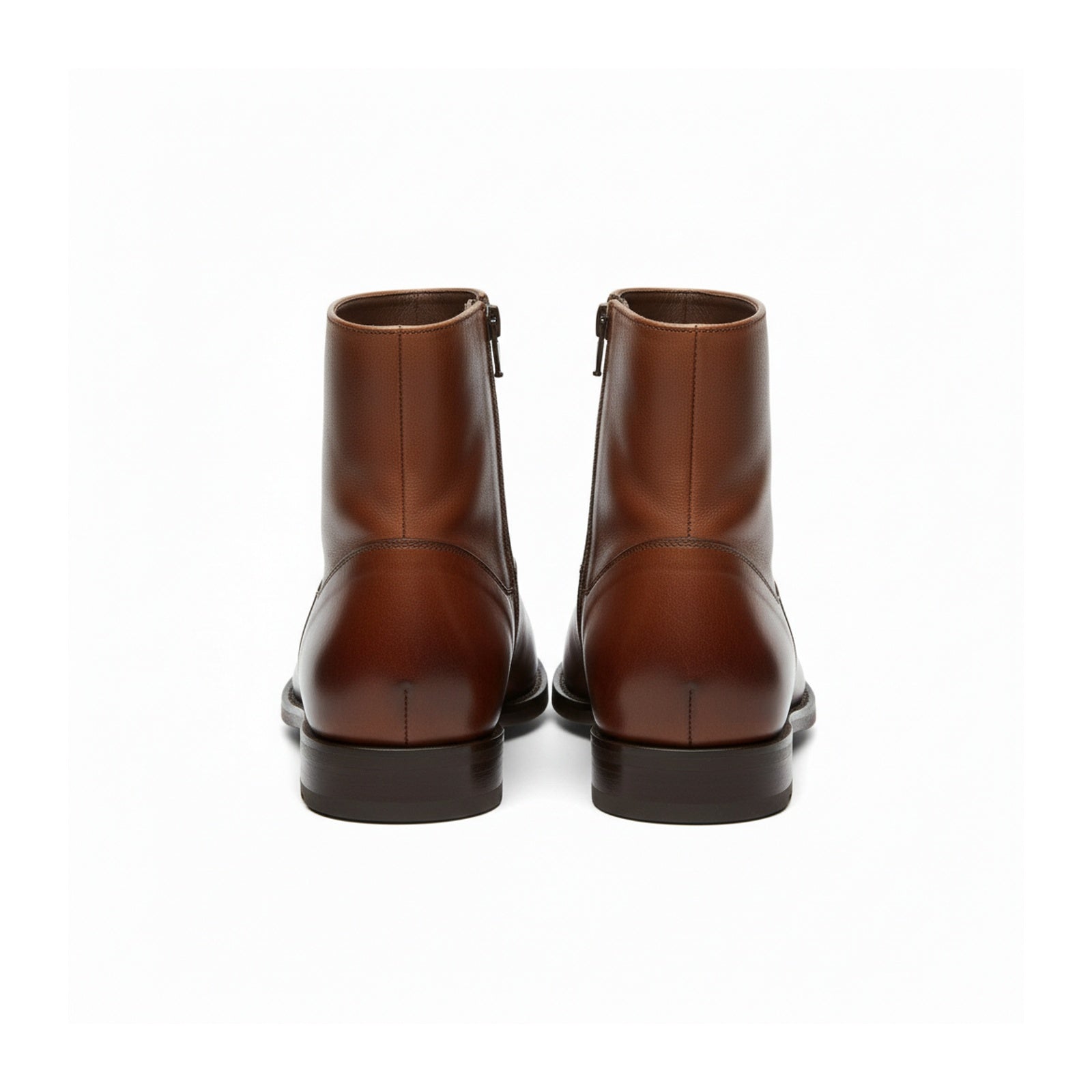 back-view - Antique Brown Leather Biker Boots