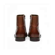 back-view - Antique Brown Leather Biker Boots