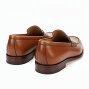 Brown Leather Moccasins Loafers - back-view