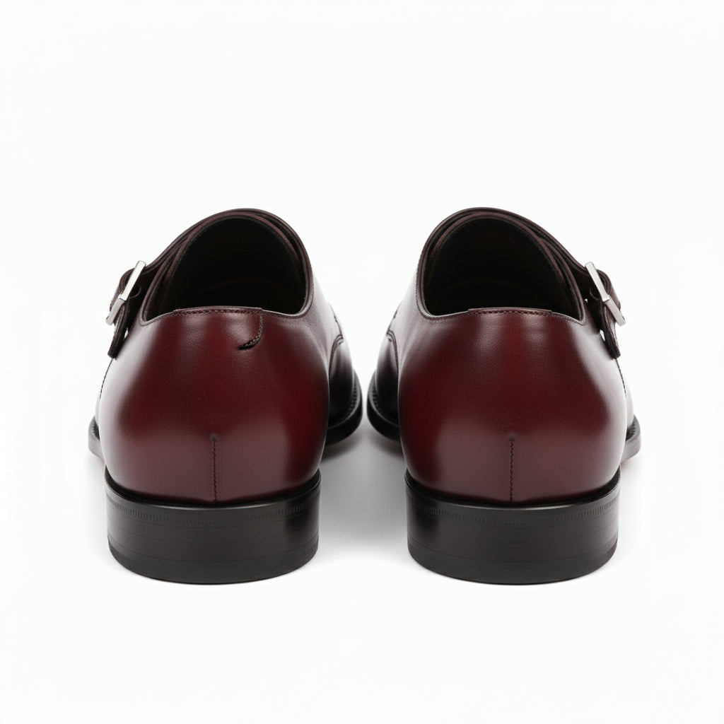 Burgundy Monk Leather Shoes - back-view