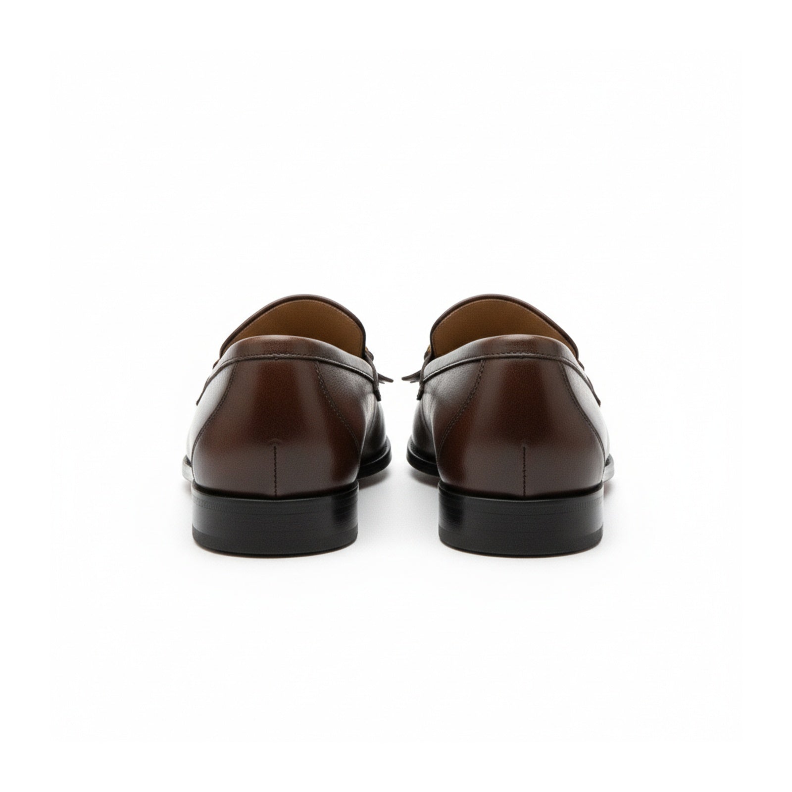 back-view - Dark Brown Leather Moccasin Loafers with Fringe