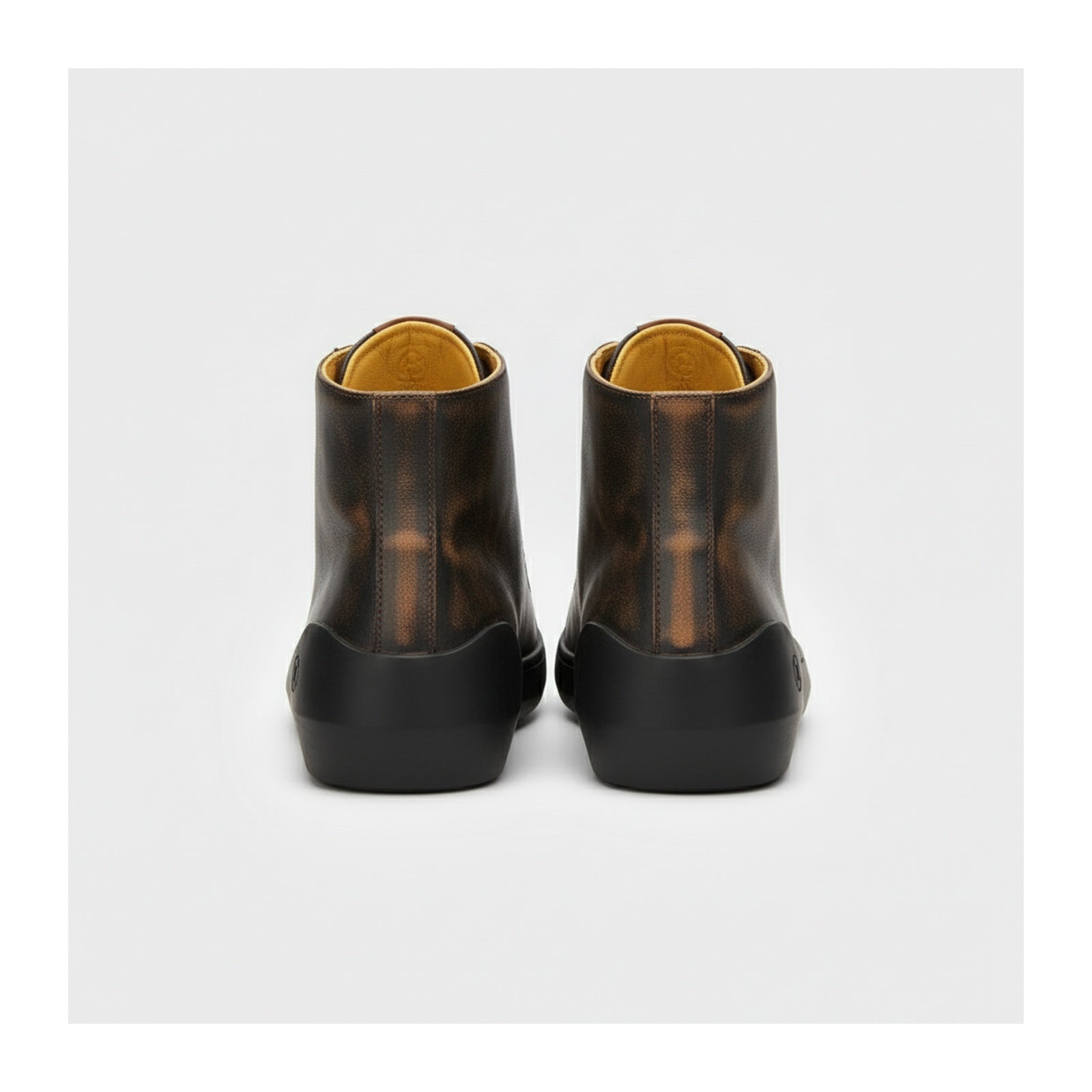 back-view - Distressed Leather Motorcycle Sneakers