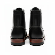 Men's Black Leather Ankle Boots with Lace-Up Design - back-view