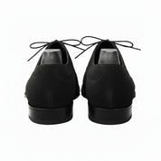 Men's Black Suede Wingtip Dress Shoes - back-view