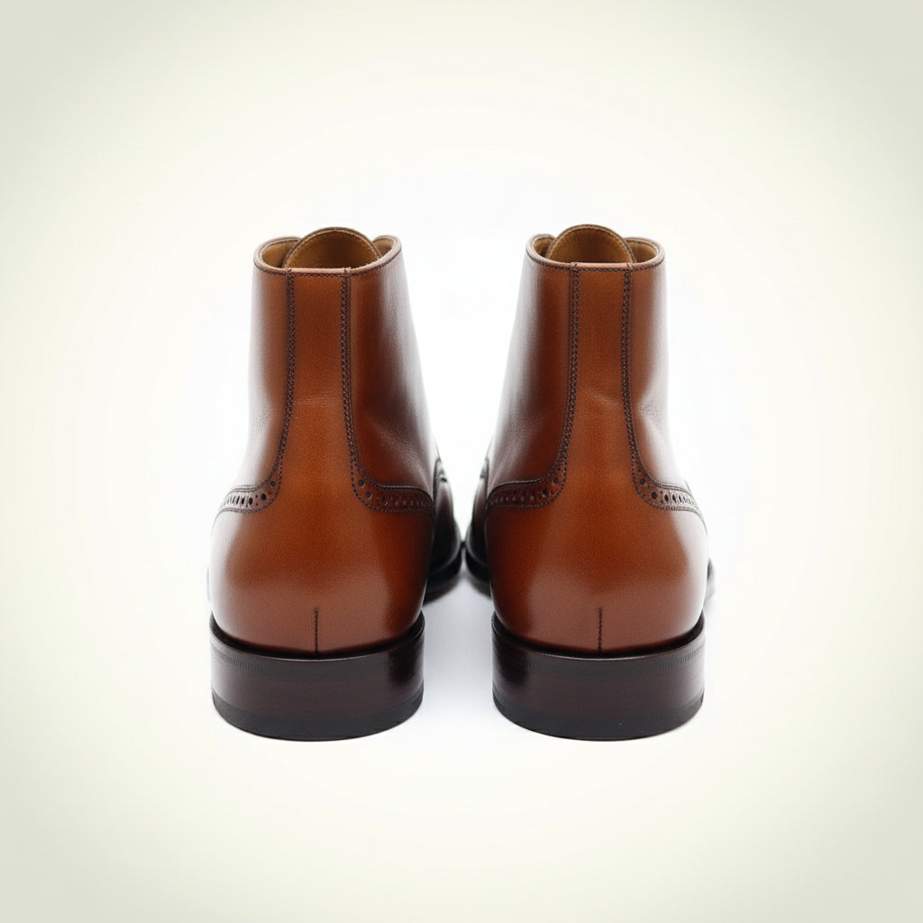 Men's Dark Brown Leather Dress Boots - back-view