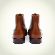 Men's Dark Brown Leather Dress Boots - back-view