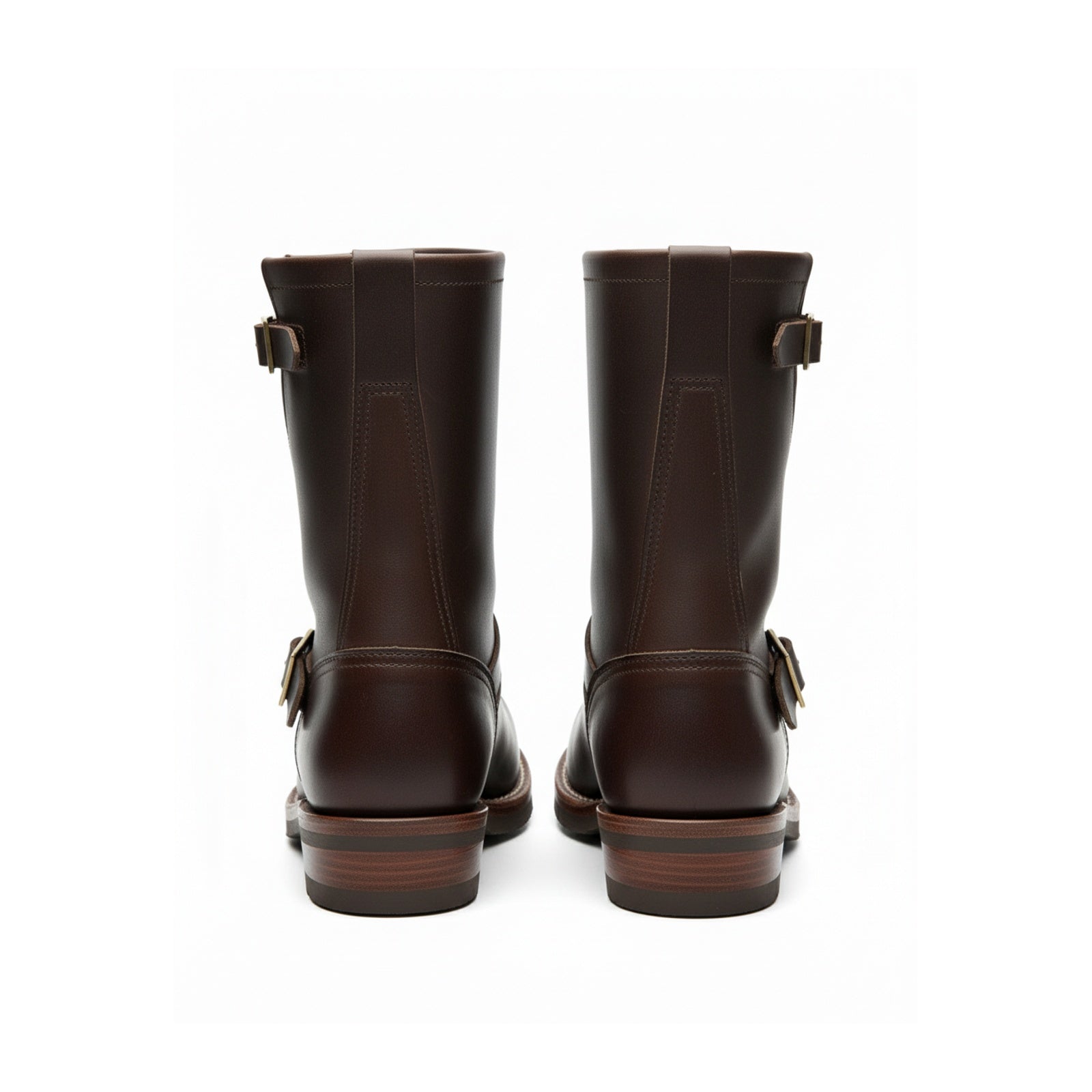 Men's Maroon Leather Work Boots - back-view