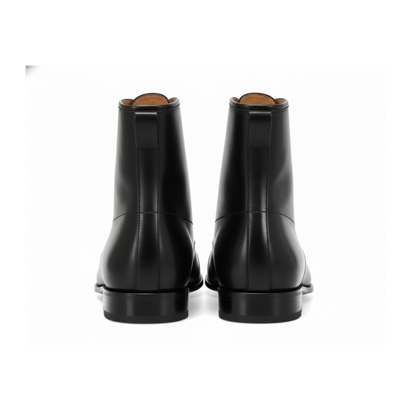 Men's Handmade Black Leather Ankle Boots with Premium Craftsmanship - back-view