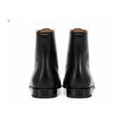 Men's Handmade Black Leather Ankle Boots with Premium Craftsmanship - back-view