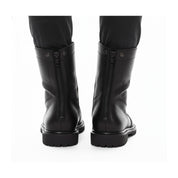 Men's Black Leather Back Zip Boots - back-view