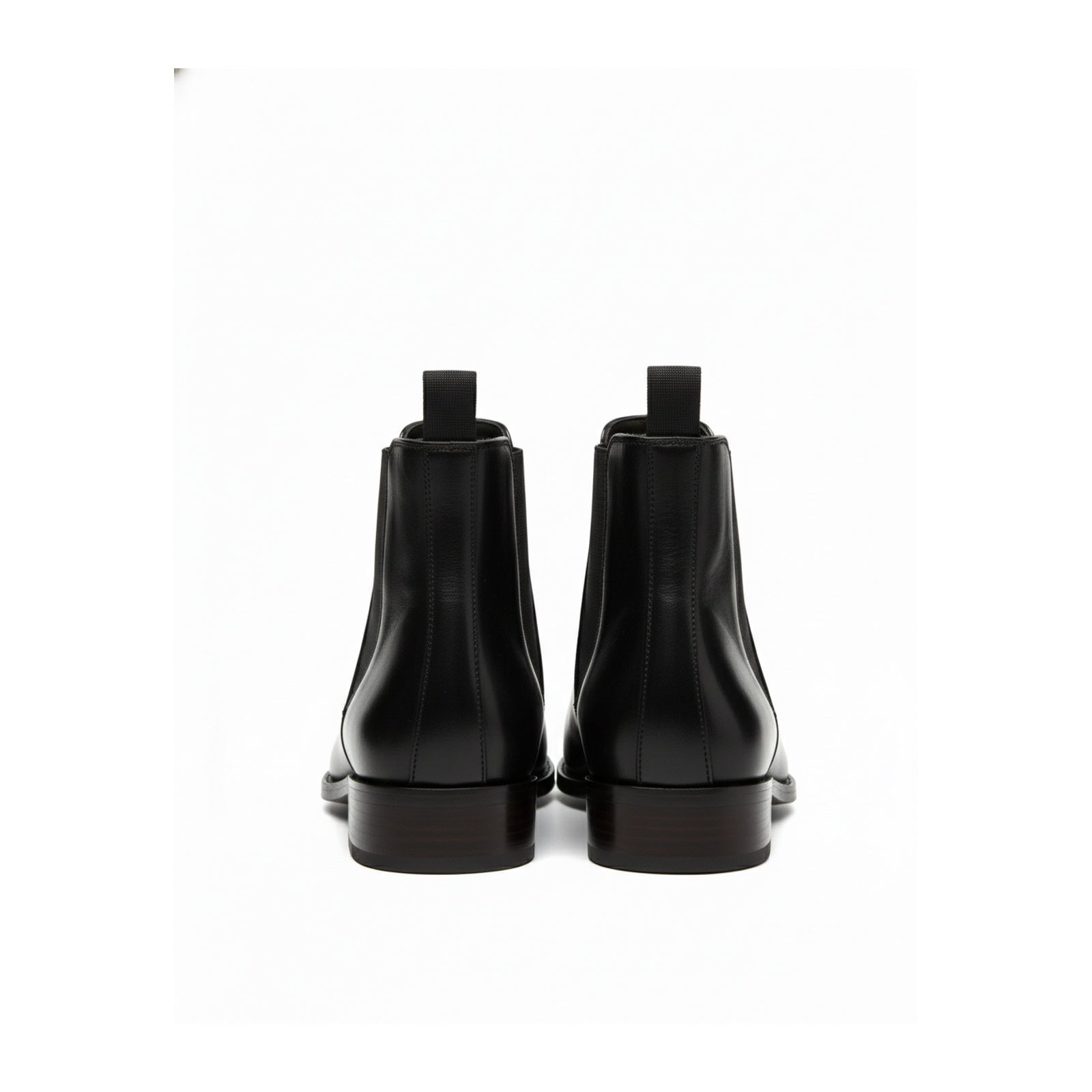 Men's Black Leather Pointed Toe Chelsea Boots - back-view