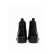 Men's Black Leather Pointed Toe Chelsea Boots - back-view