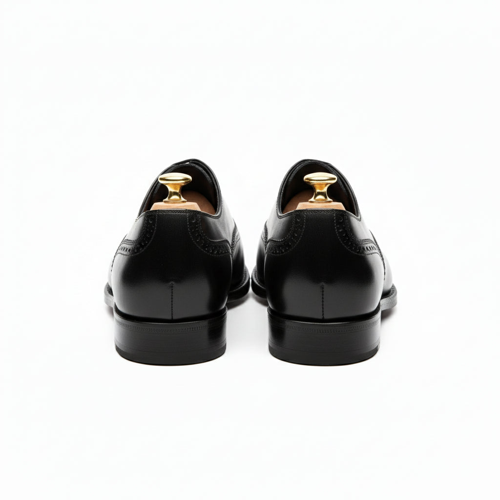 Men's Black Leather Brogue Oxford Shoes - back-view