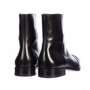 Men's Handmade Black Leather Side Zipper Boots with Ankle Design - back-view