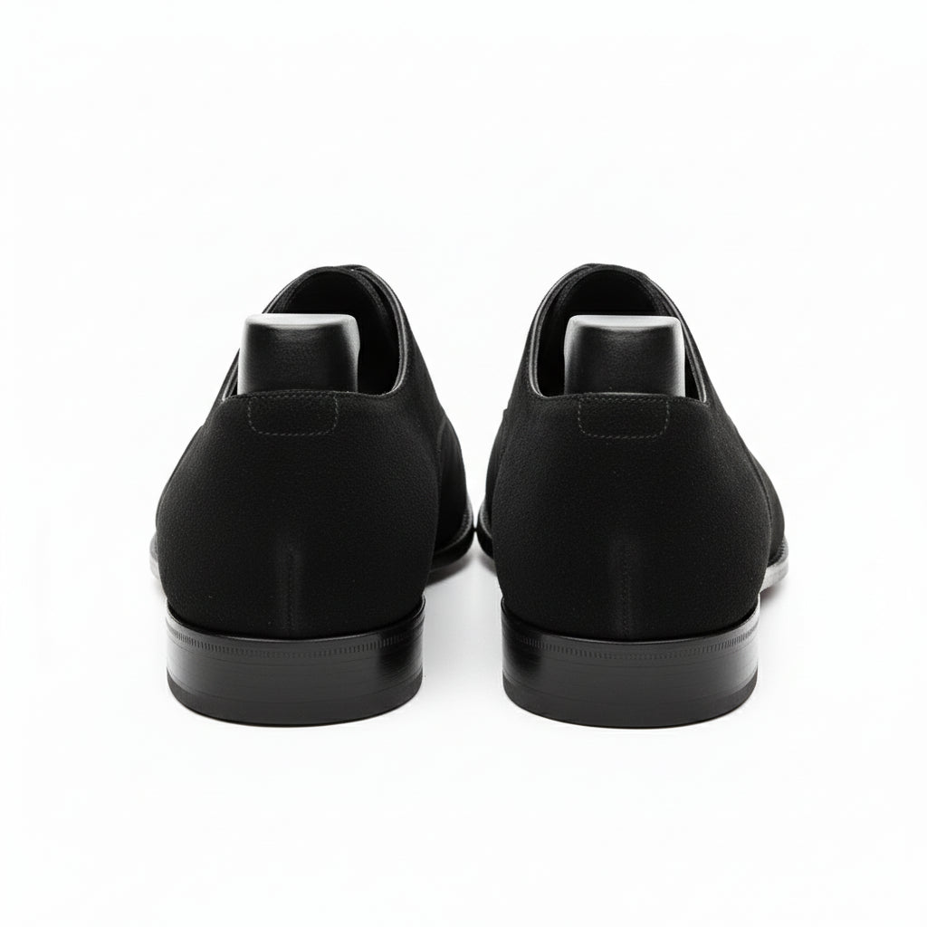 Men's Black Suede Oxford Dress Shoes - back-view