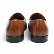 Men's Brown Leather Loafers - back-view