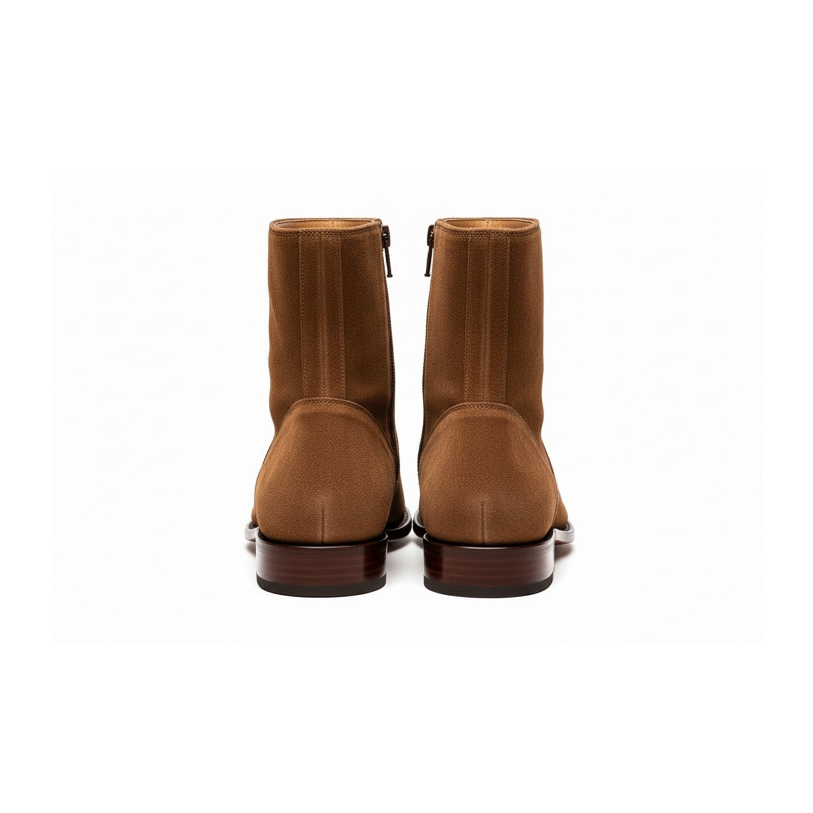 Men's Brown Suede Zipper Ankle Boots - back-view