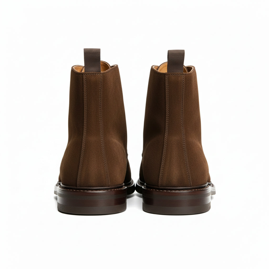 Men's Brown Suede Lace-Up Ankle Boots - back-view