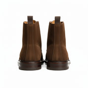 Men's Brown Suede Lace-Up Ankle Boots - back-view