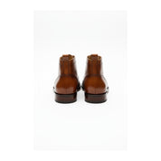Men's Brown Leather Wingtip Lace-Up Boots - back-view