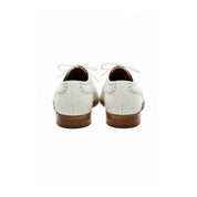 Men's White Leather Wingtip Brogue Dress Shoes - back-view