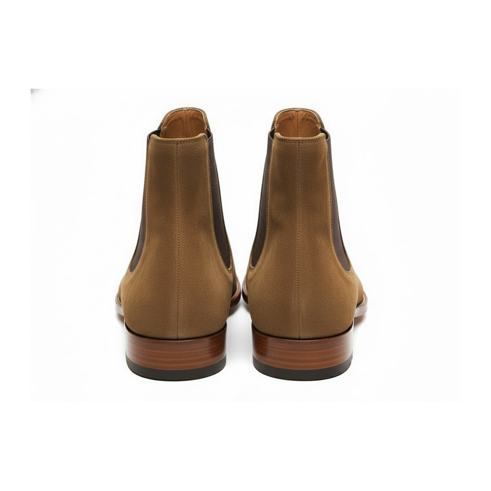 Men's Tan Suede Chelsea Ankle Boots - back-view