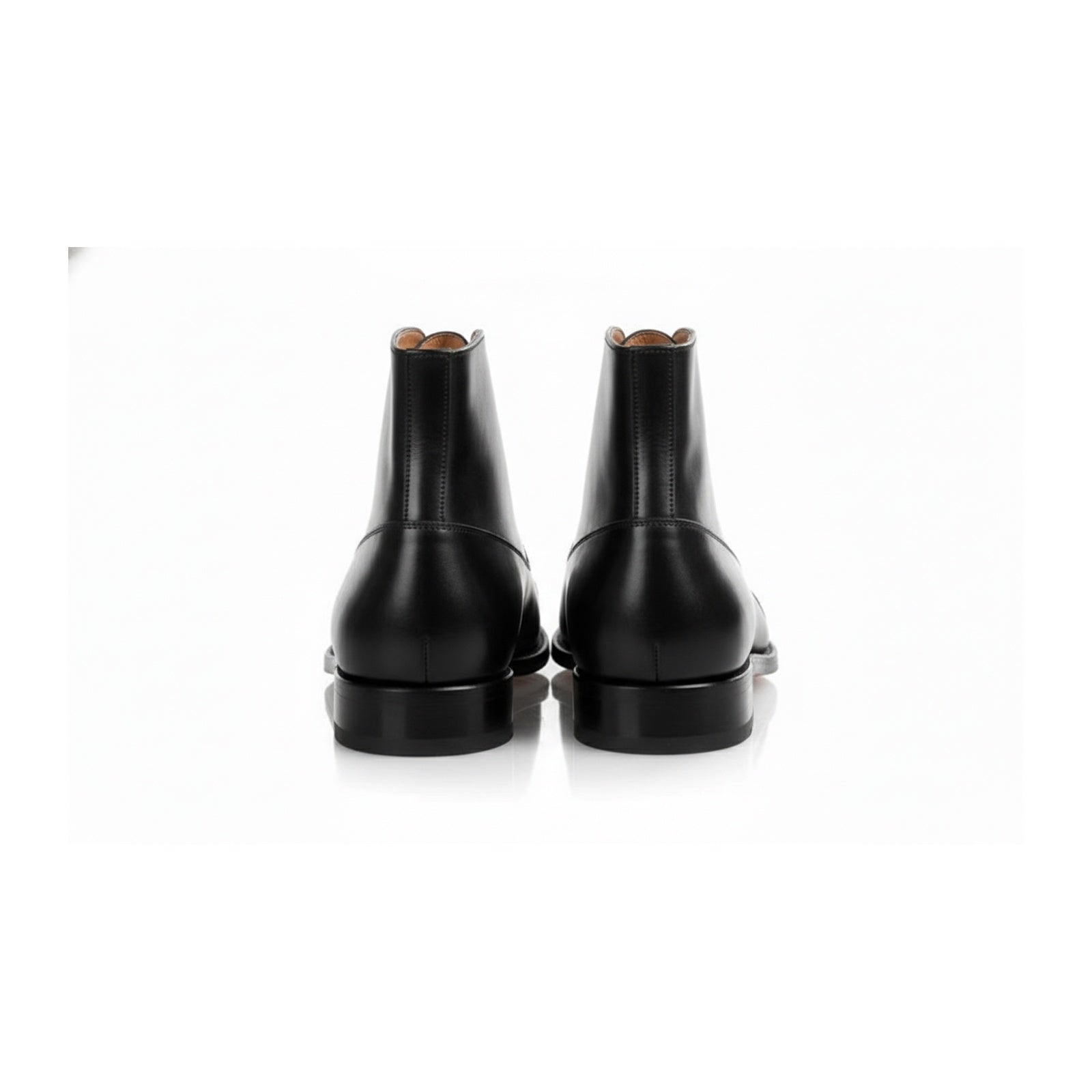 Men's Black Leather Brogue Dress Boots - back-view