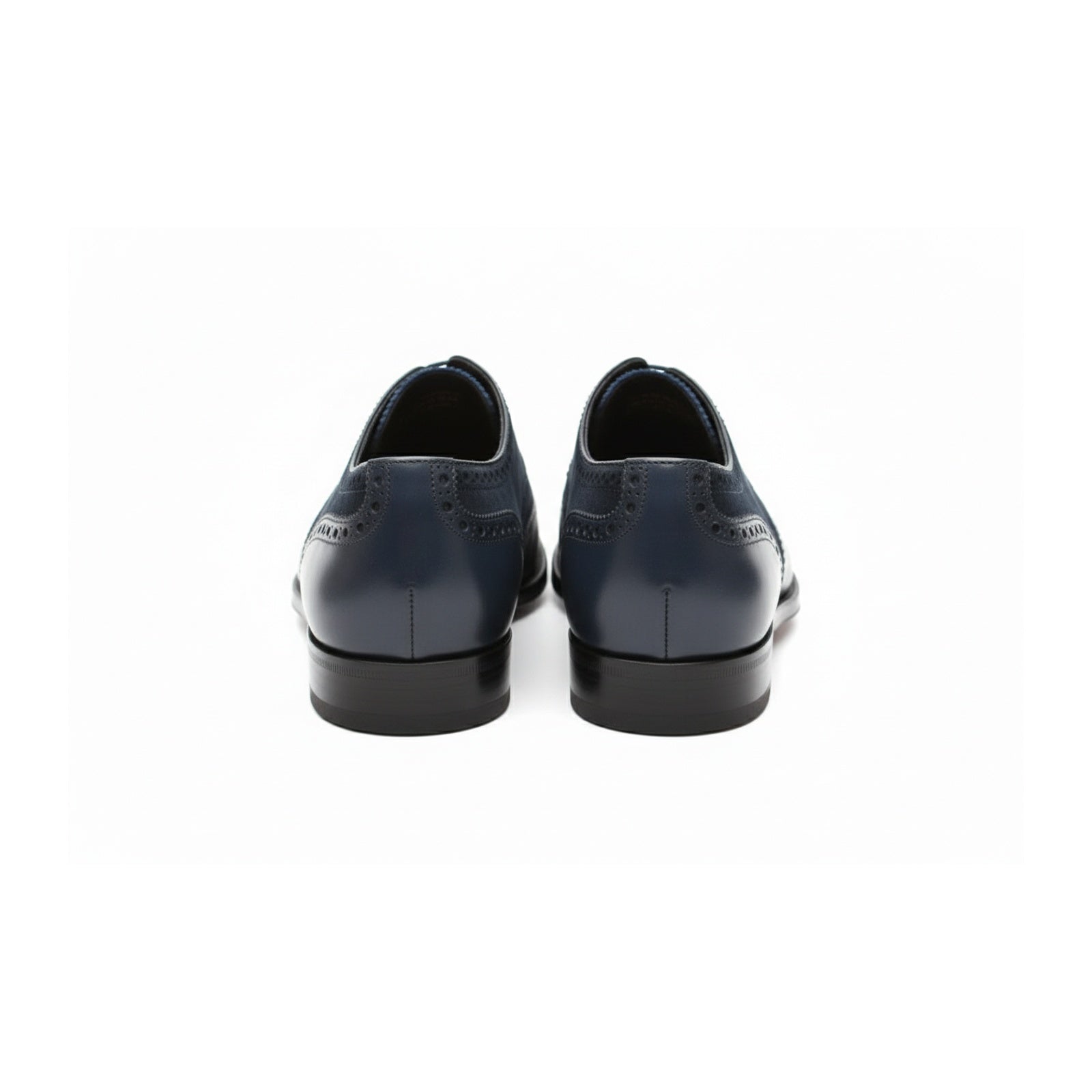 Men's Black Suede & Leather Wingtip Shoes - back-view