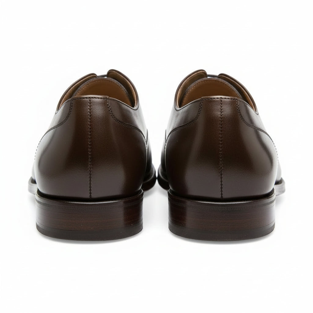 Men's Dark Brown Leather Oxford Dress Shoes - back-view