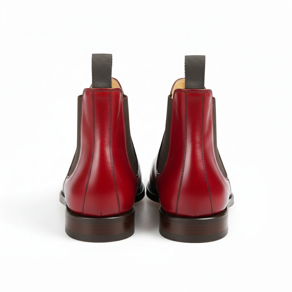 Men's Red Leather Chelsea Boots - back-view