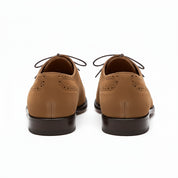 Handmade Mens Beige Color Suede Brogue Dress Shoes, Men Oxford Formal Shoes - back-view