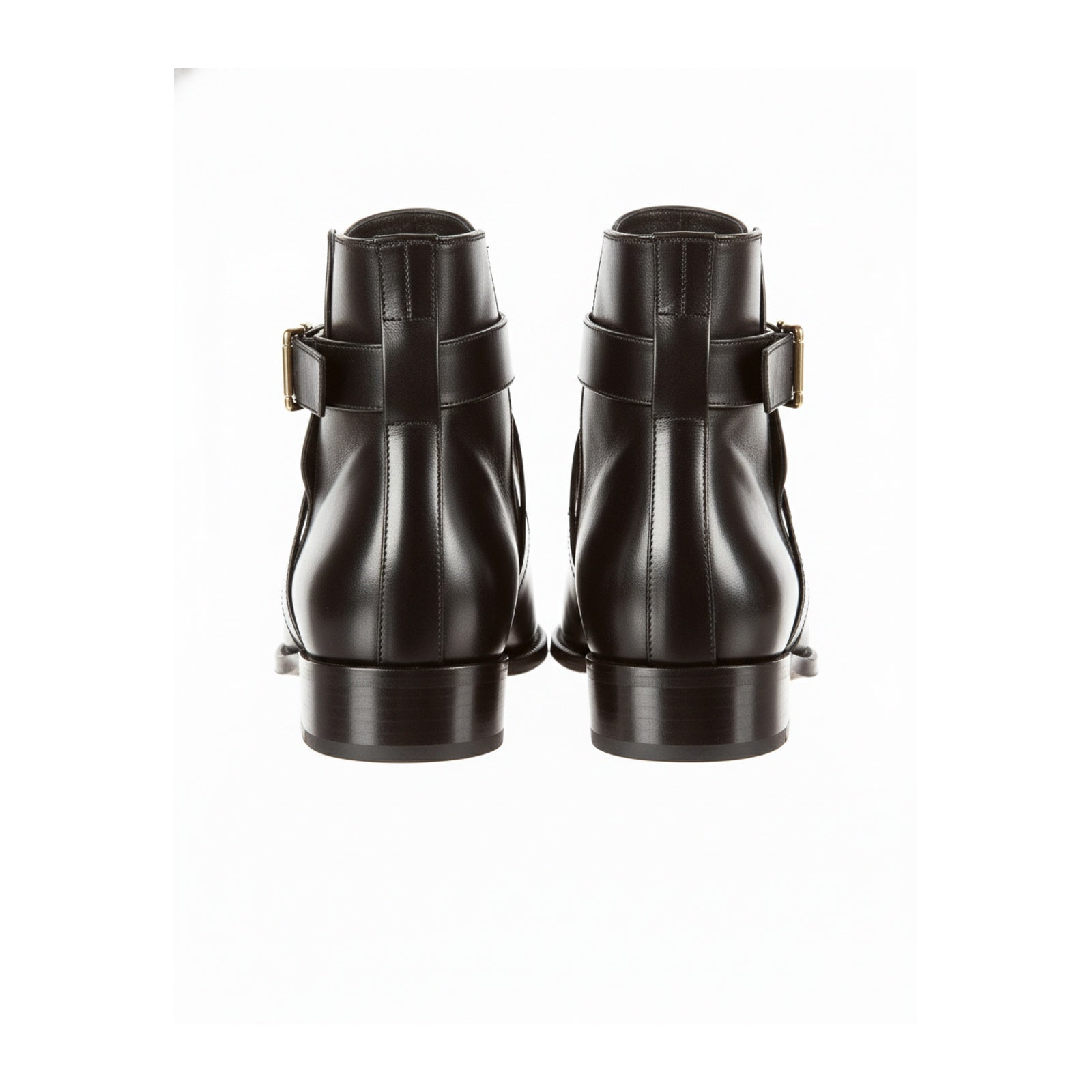 Handmade Mens Black Leather Boots, Men Black Jodhpurs Leather Boot - back-view